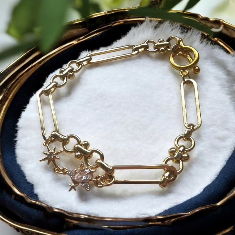 星屑のジルコニアブレスレット　18kgp本金メッキ