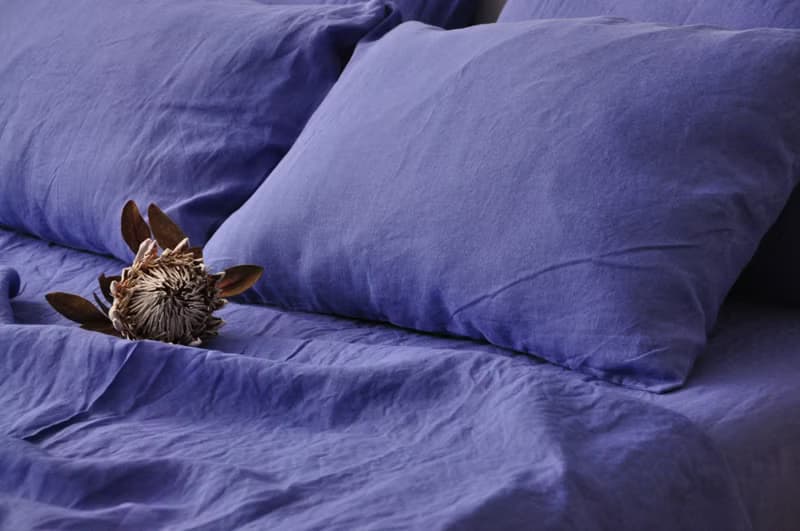 Violet linen flat sheet / Linen bedsheet / Softened stonewashed linen sheet