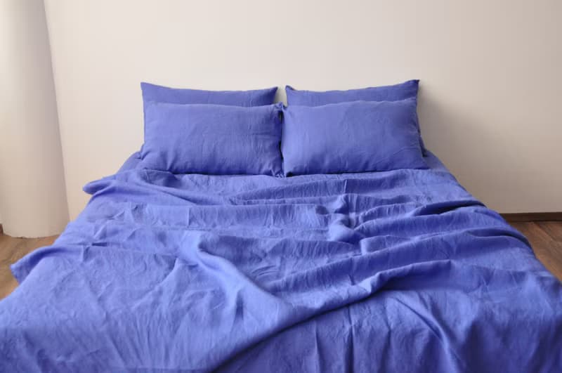 Violet linen flat sheet / Linen bedsheet / Softened stonewashed linen sheet