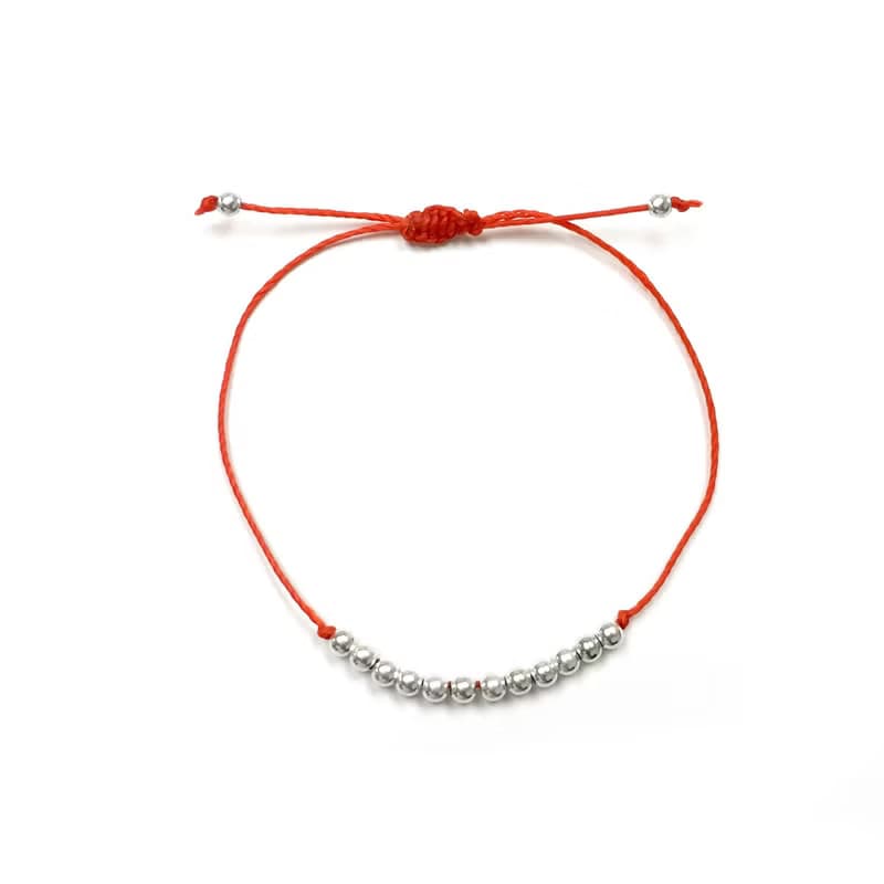 純銀光珠紅色姻緣手鍊 純銀手鍊 紅色手繩 珠珠手鍊 銀手鍊