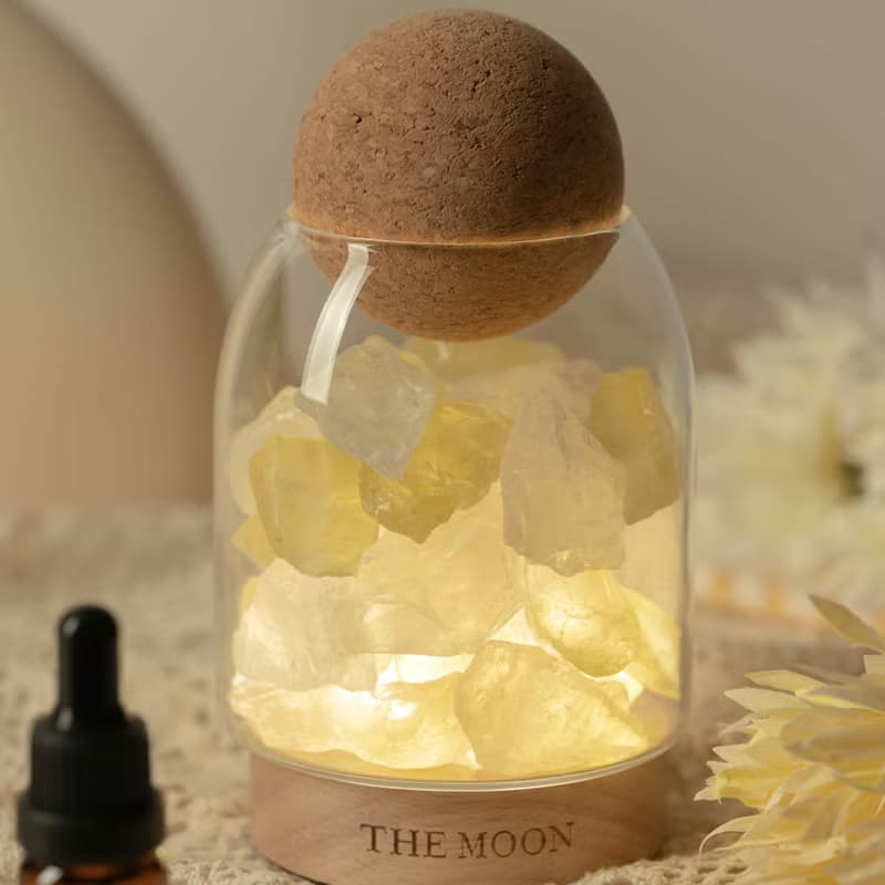 THE MOON 白水晶X黃水晶 // 雙色水晶擴香燈