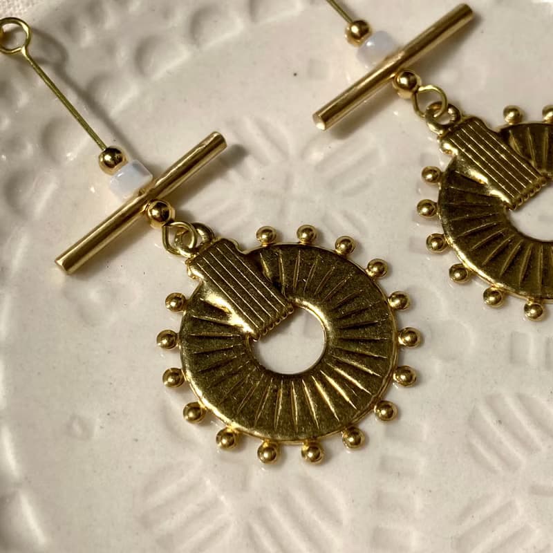 老林雜貨 | 車輪餅黃銅耳環 (針式 / 夾式)