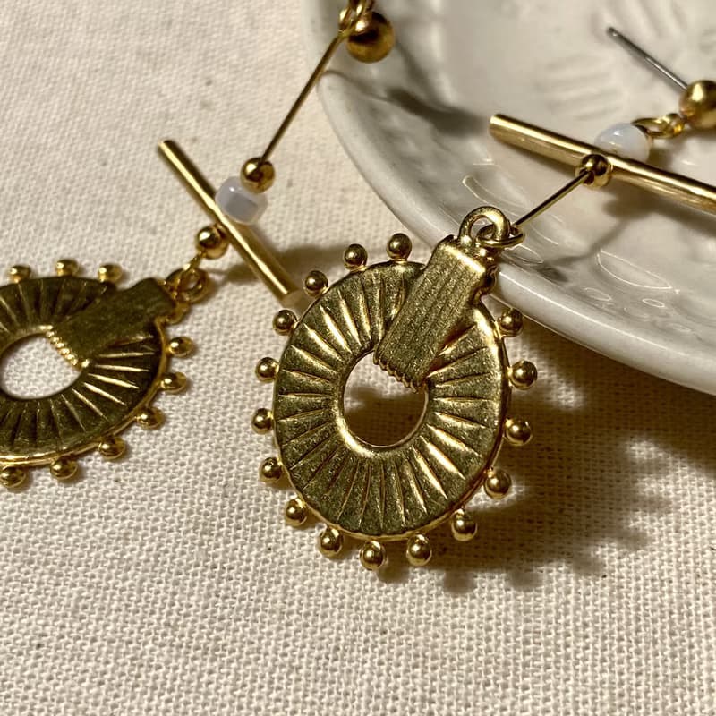 老林雜貨 | 車輪餅黃銅耳環 (針式 / 夾式)