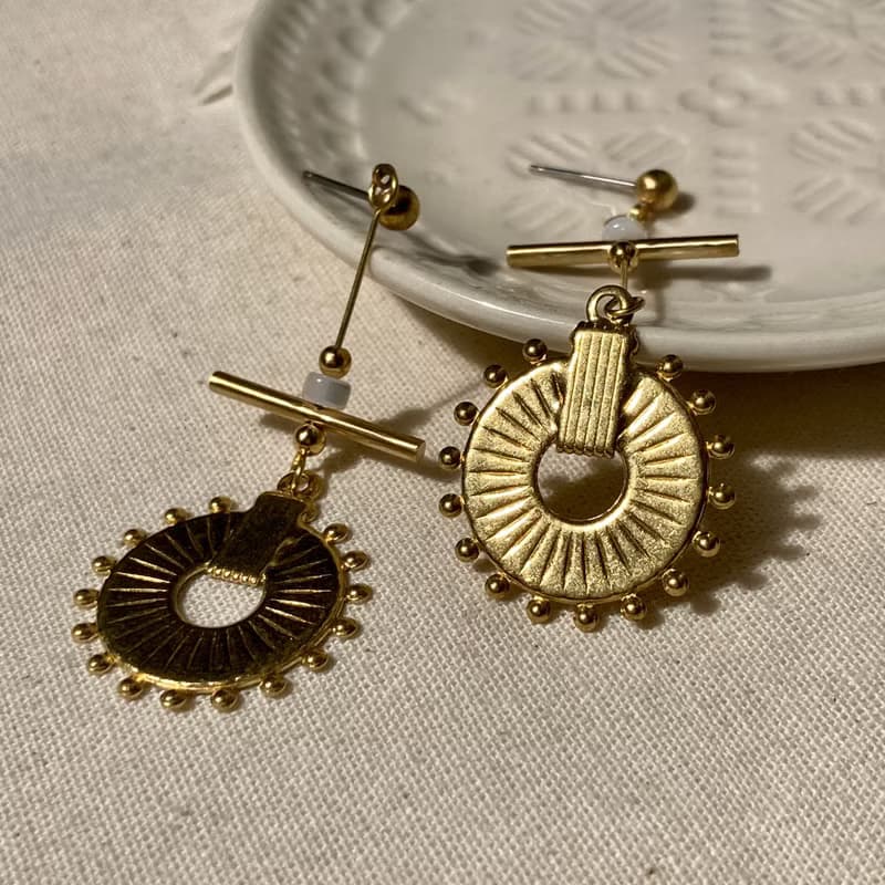 老林雜貨 | 車輪餅黃銅耳環 (針式 / 夾式)