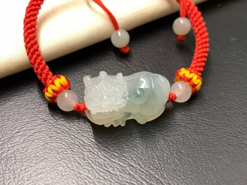 免費開光 快速出貨 天然A貨緬甸玉翡翠招財貔貅手鍊霸王貔貅飄花