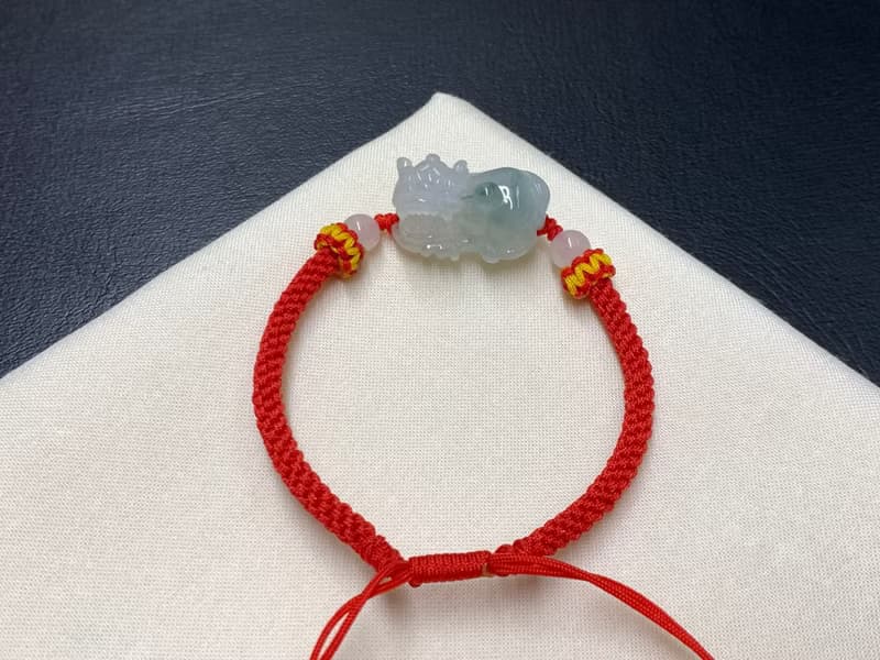 免費開光 快速出貨 天然A貨緬甸玉翡翠招財貔貅手鍊霸王貔貅飄花