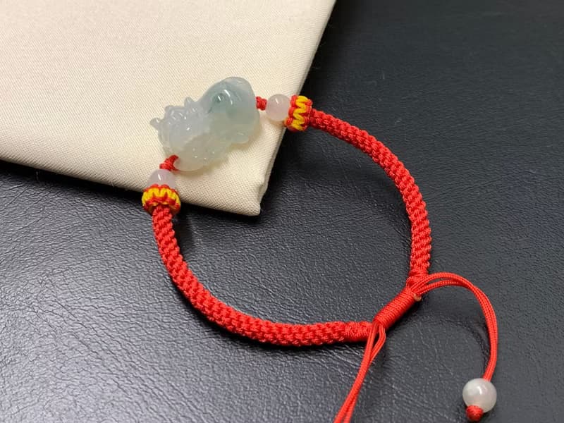 免費開光 快速出貨 天然A貨緬甸玉翡翠招財貔貅手鍊霸王貔貅飄花