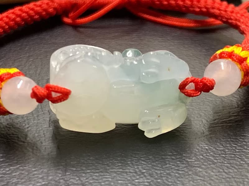 免費開光 快速出貨 天然A貨緬甸玉翡翠招財貔貅手鍊霸王貔貅飄花