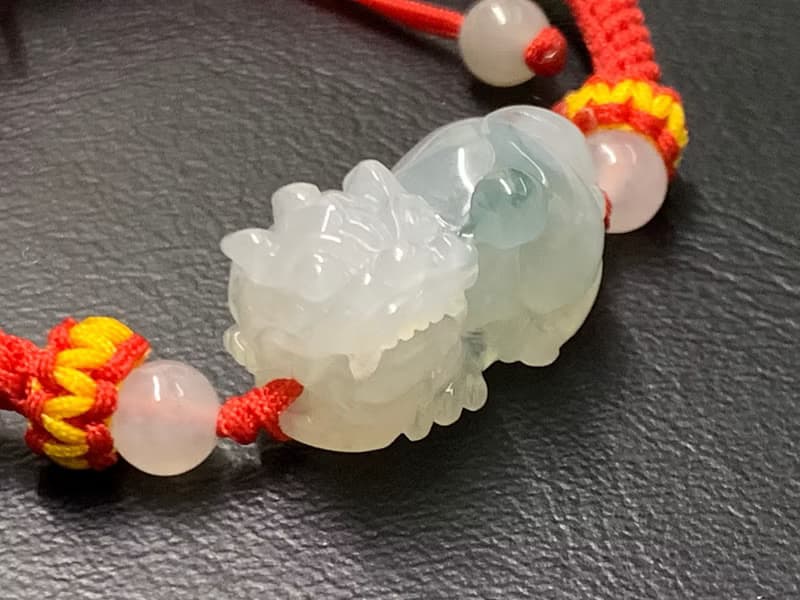 免費開光 快速出貨 天然A貨緬甸玉翡翠招財貔貅手鍊霸王貔貅飄花
