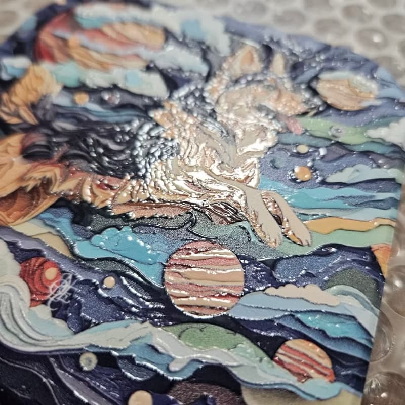 德國狼犬漫步-晶雕陶瓷吸水杯墊