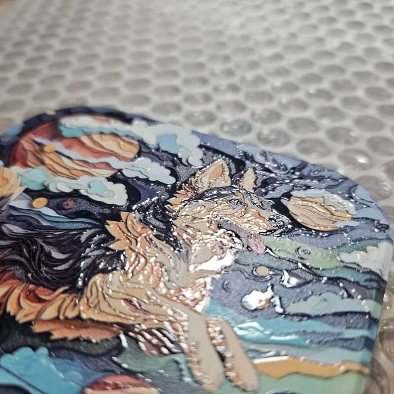 德國狼犬漫步-晶雕陶瓷吸水杯墊