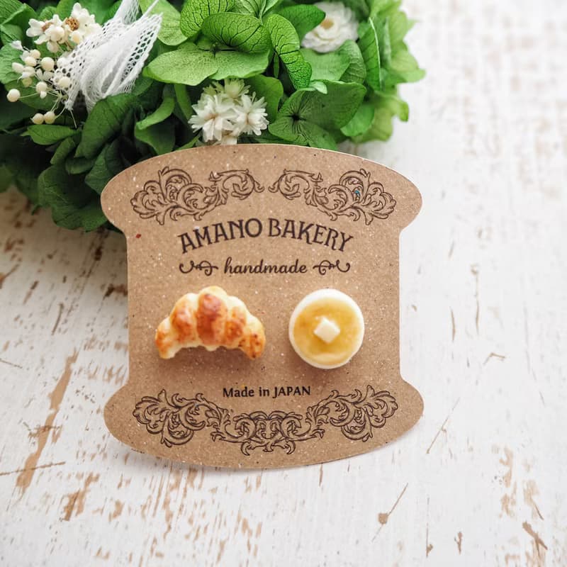 earring / miniature bread /pancake&croissant