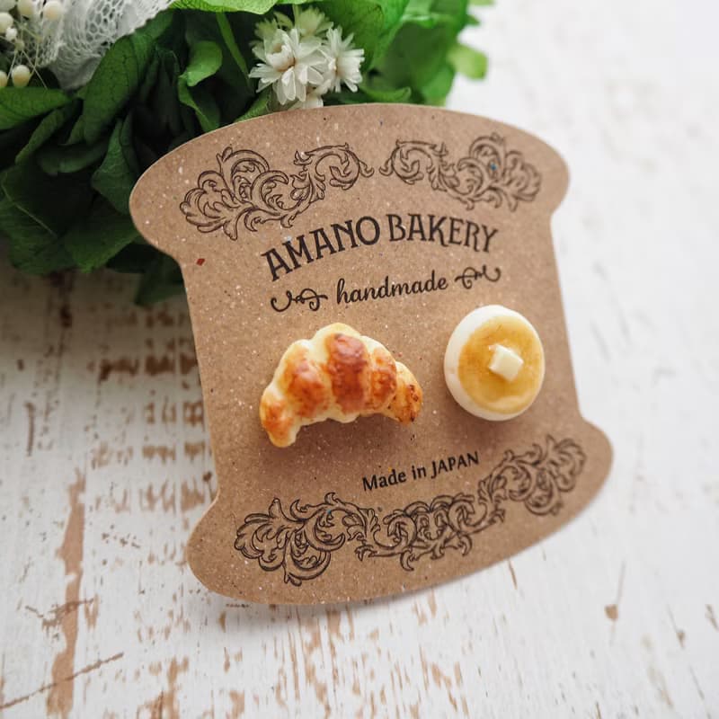earring / miniature bread /pancake&croissant