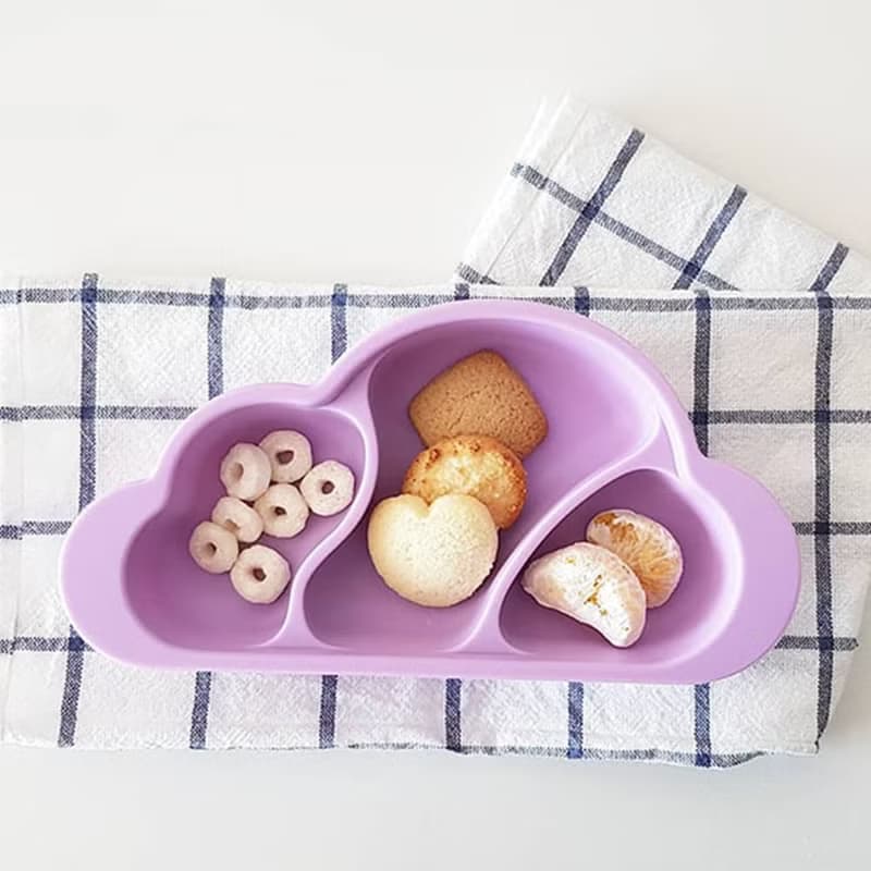 韓國【Mother's Corn】雲朵分隔矽膠餐盤(薰衣草紫)