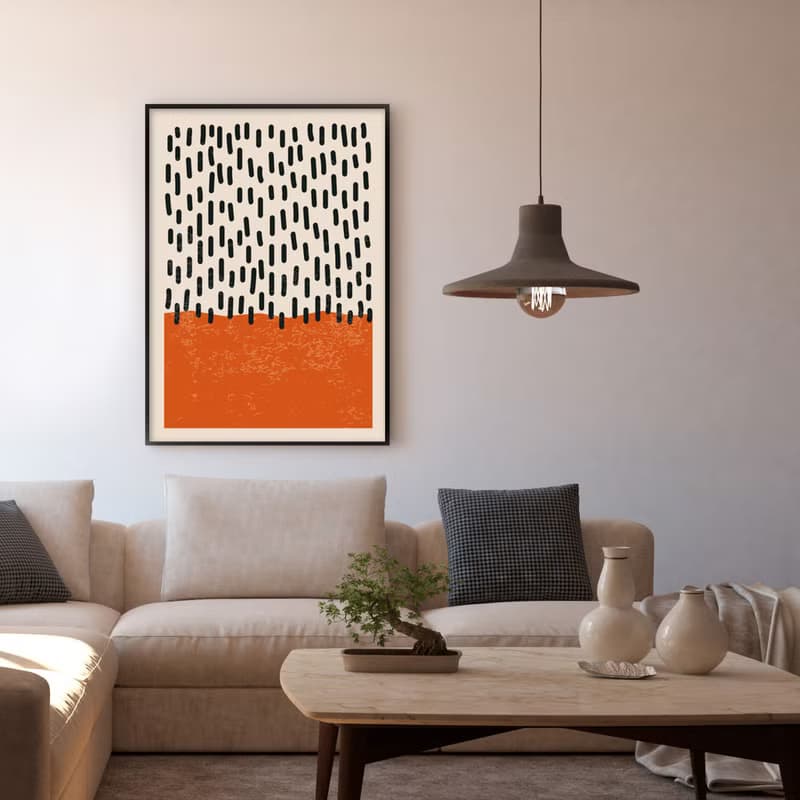 點線 • 紅色塊 - 紅色黑點幾何掛畫/餐廳設計/辦公室佈置/邊櫃畫