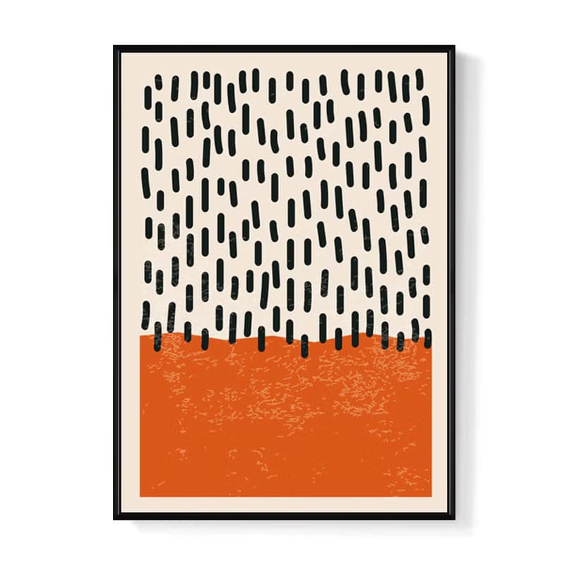 點線 • 紅色塊 - 紅色黑點幾何掛畫/餐廳設計/辦公室佈置/邊櫃畫