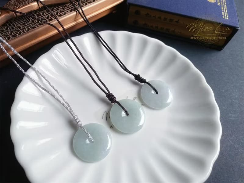 天然緬甸玉翡翠 冰晴底帶綠質細 平安扣 項鍊 禮物 長輩禮 滿月禮