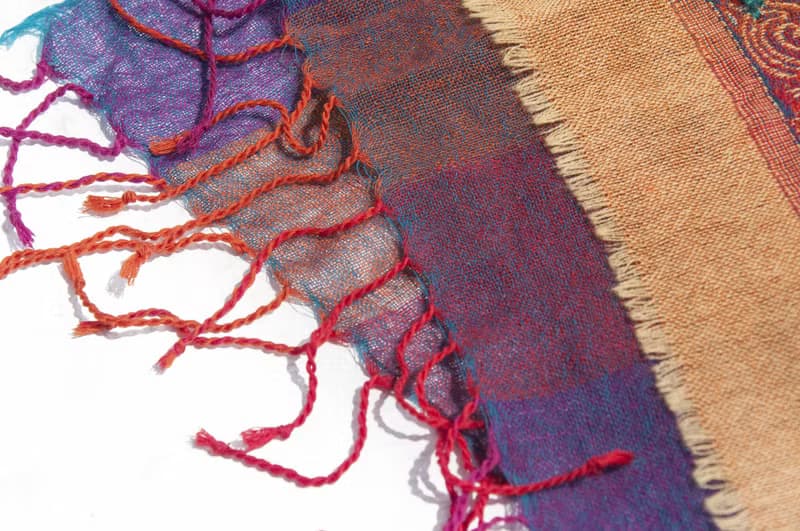 喀什米爾Cashmere 水煮羊毛披肩 針織圍巾 刺繡圍巾 羊絨披巾-花