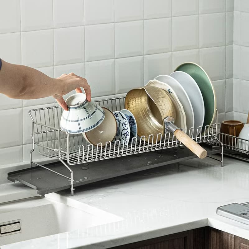 日本霜山 304不鏽鋼單層餐具瀝水架-大