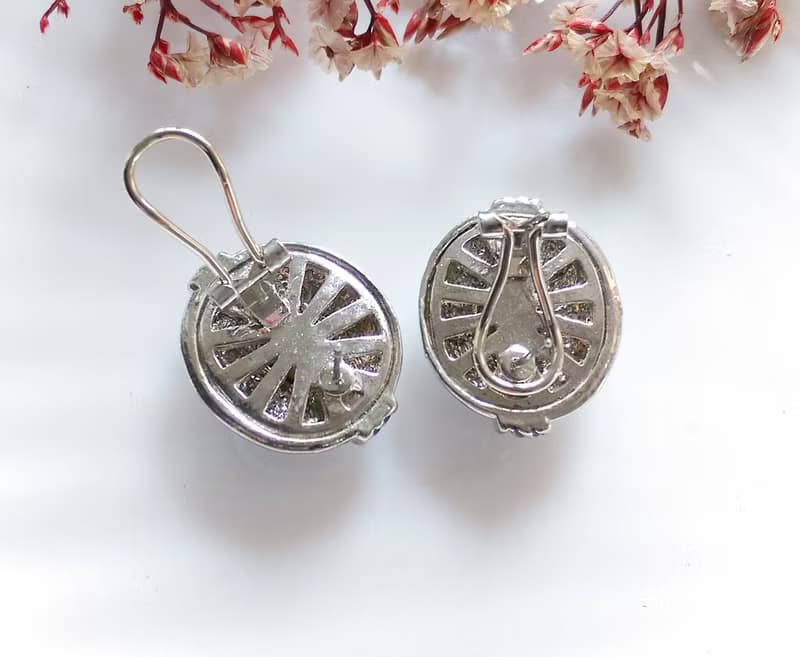 Vintage Jewelry 西洋古董飾品 沁藍鑽  復古造型  針式耳環