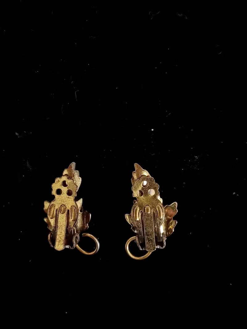 vintage jewelry  典雅古銅蕨葉 夾式耳環