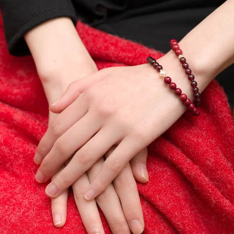 紫金砂硃砂6mm手鏈 | 紫牙烏石榴石手鍊辟邪防小人新年禮物化太歲