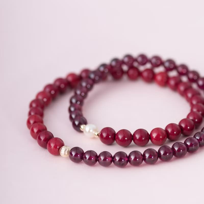 紫金砂硃砂6mm手鏈 | 紫牙烏石榴石手鍊辟邪防小人新年禮物化太歲