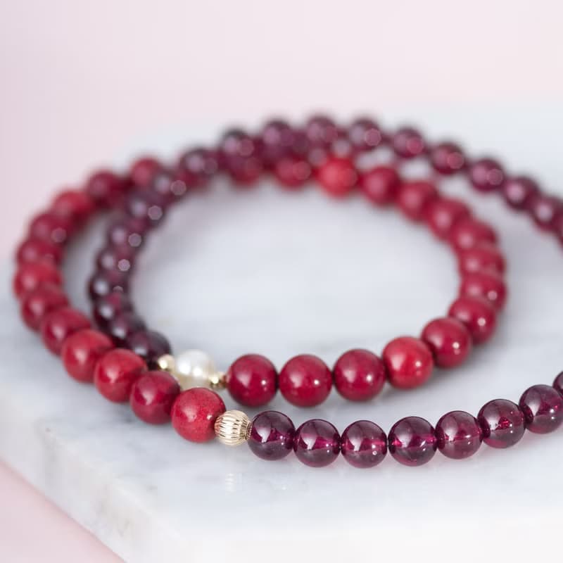 紫金砂硃砂6mm手鏈 | 紫牙烏石榴石手鍊辟邪防小人新年禮物化太歲