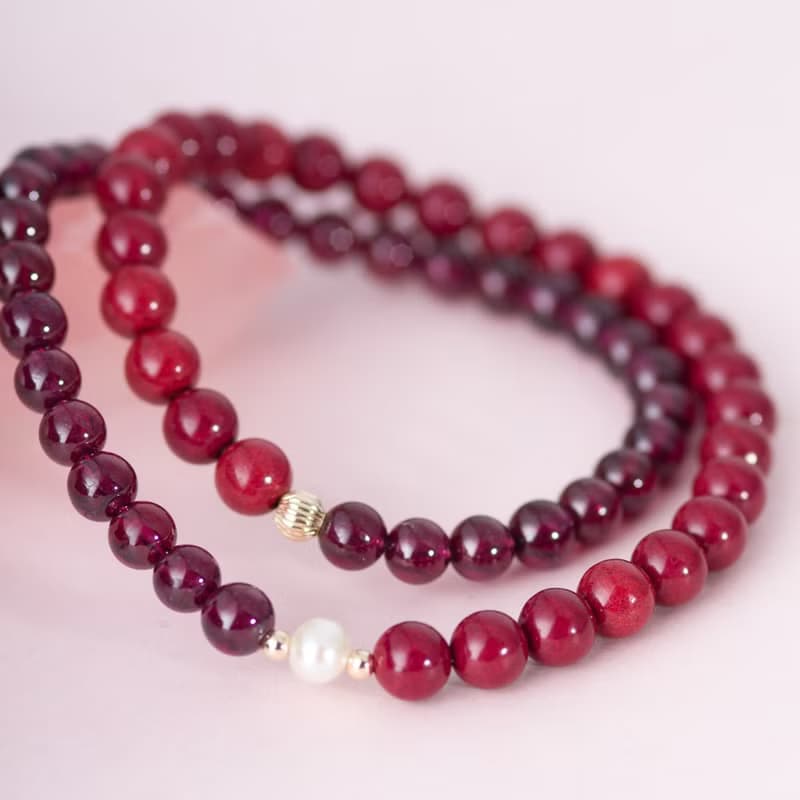 紫金砂硃砂6mm手鏈 | 紫牙烏石榴石手鍊辟邪防小人新年禮物化太歲