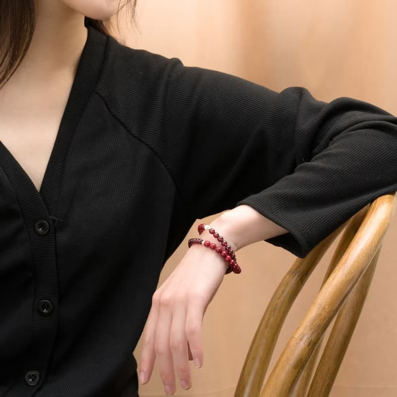 紫金砂硃砂6mm手鏈 | 紫牙烏石榴石手鍊辟邪防小人新年禮物化太歲