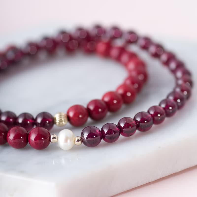 紫金砂硃砂6mm手鏈 | 紫牙烏石榴石手鍊辟邪防小人新年禮物化太歲