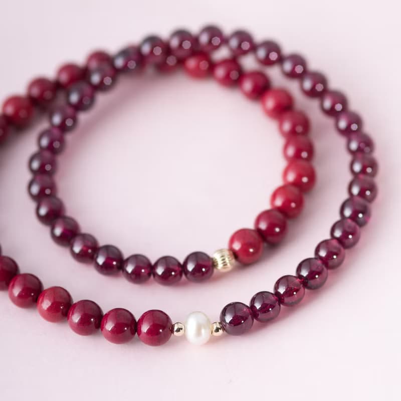 紫金砂硃砂6mm手鏈 | 紫牙烏石榴石手鍊辟邪防小人新年禮物化太歲