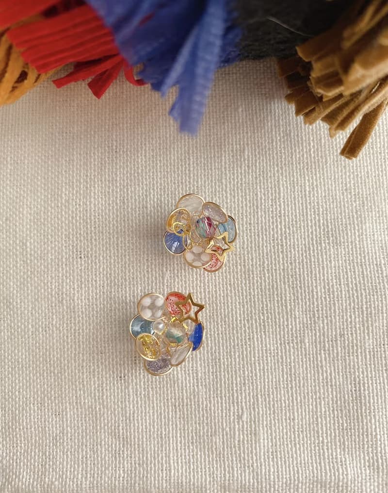小美國銅線花、耳環、)耳夾