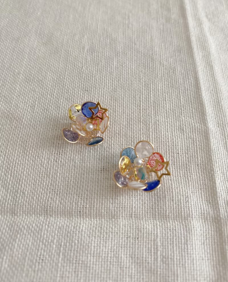 小美國銅線花、耳環、)耳夾