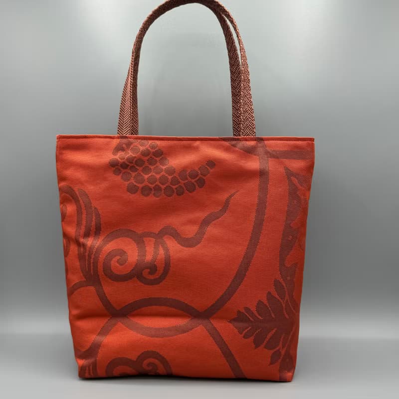 着物 帯 リメイク ハンドメイド トートバッグ 紫 帯締め