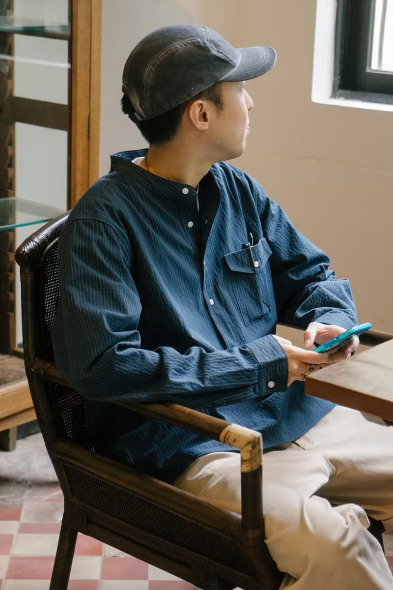 SHIRT 藍綠配色泡泡紗質感襯衫 寬鬆套頭舒適休閒條紋輕薄長袖衫
