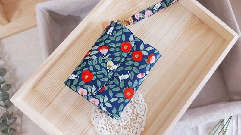 日本布貓咪 【八格卡層-三層錢包】財布零錢包/手作零錢包/三層包