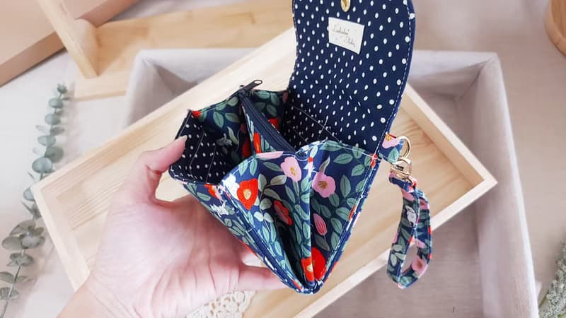 日本布貓咪 【八格卡層-三層錢包】財布零錢包/手作零錢包/三層包