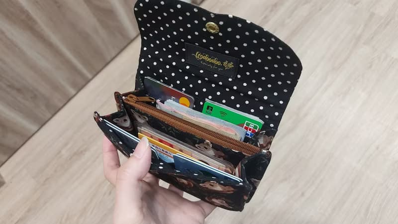 日本布貓咪 【八格卡層-三層錢包】財布零錢包/手作零錢包/三層包