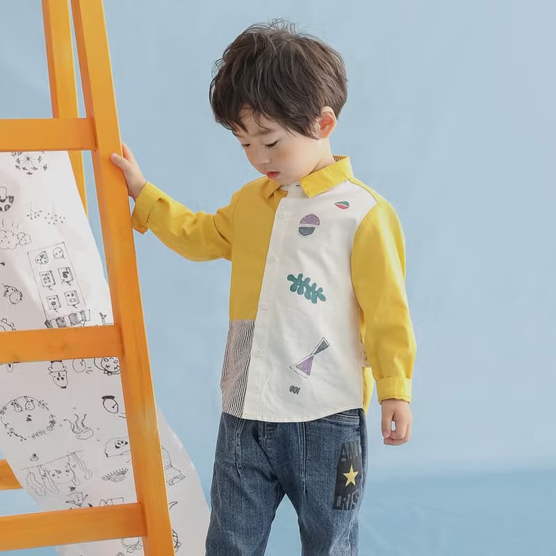 BIR童裝 | 拼接印花襯衫