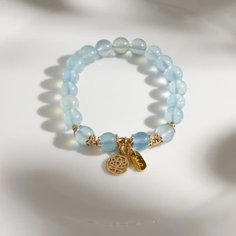 【珠璣】平安喜樂-海藍寶中文字手鍊