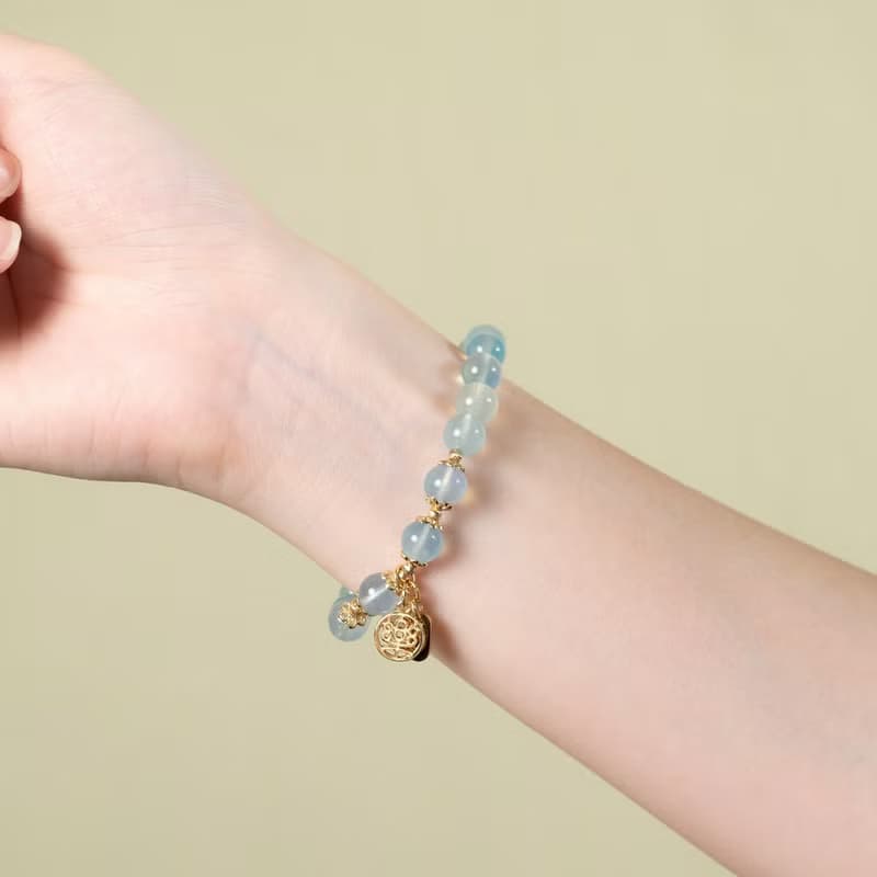 【珠璣】平安喜樂-海藍寶中文字手鍊