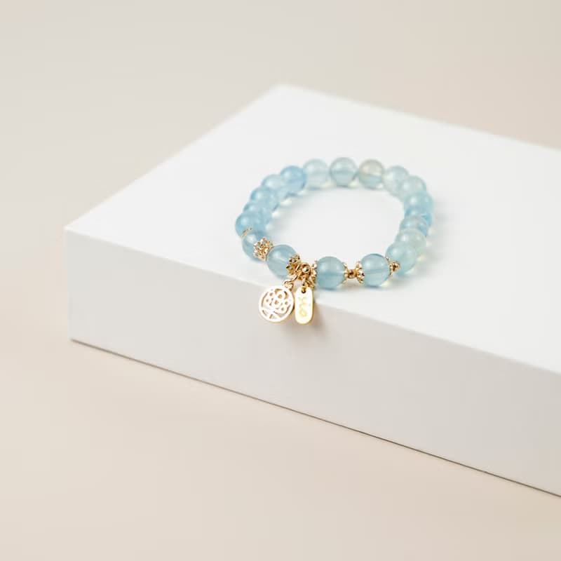 【珠璣】平安喜樂-海藍寶中文字手鍊