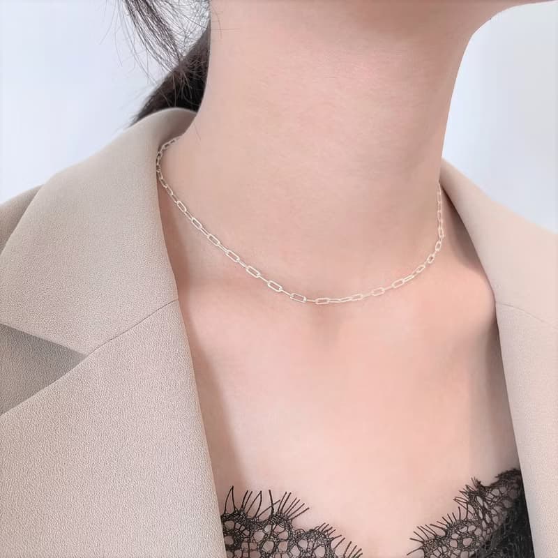 │個性│歐美簡約 • 方塊鍊 • 鎖骨鍊 • 純銀項鍊 •925silver