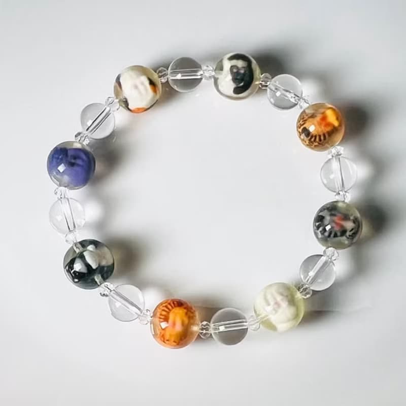 受注製作　猫の珠　香箱ちゃん　ネコブレスレット　クリスタル