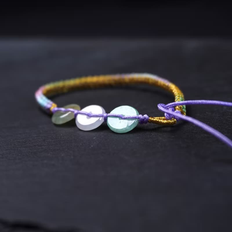 【願‧平安】冰種翡翠平安扣編織手鍊 | 天然緬甸A貨翡翠 | 送禮