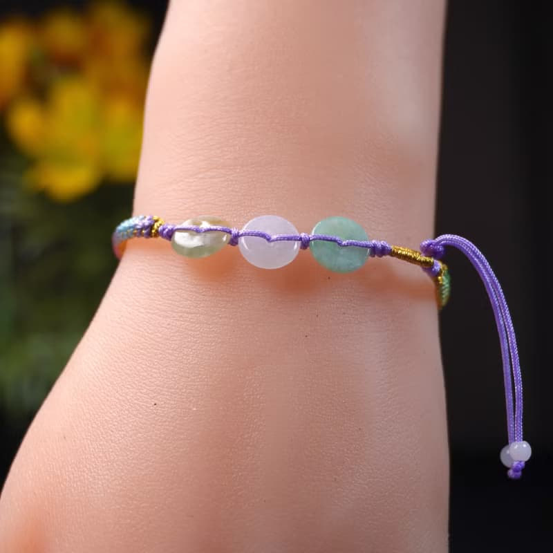 【願‧平安】冰種翡翠平安扣編織手鍊 | 天然緬甸A貨翡翠 | 送禮