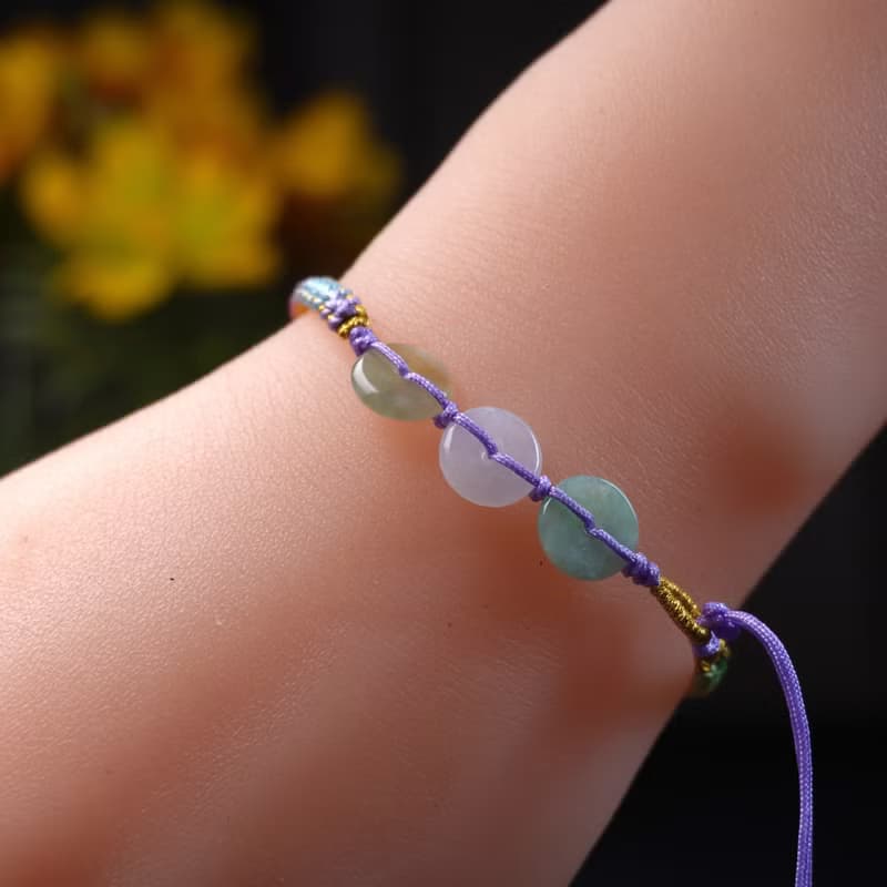 【願‧平安】冰種翡翠平安扣編織手鍊 | 天然緬甸A貨翡翠 | 送禮