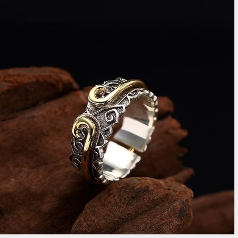 S 925 Sterling Silver Jewelry Handmade Engrave Vintage Open Rings Lovers Ethnic