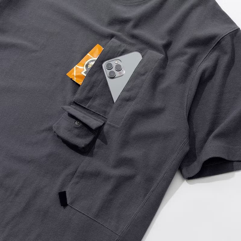 Smock Pocket Tee不對稱設計登山服造型口袋廓形寬松T恤炭灰色